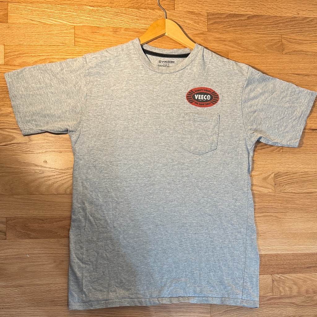 Volcom Quality Goods Spell Out Short Sleeve Crewneck Tee T Shirt -Heather Gray